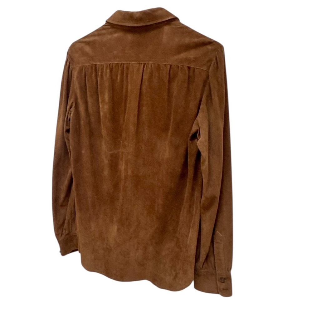 Vintage Ralph Lauren 100% Suede Leather Button-Down Blouse - Picture 7 of 10